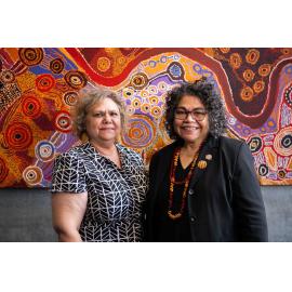 Leata Clarke and Vonda Last at the Unaipon Commemoration event 